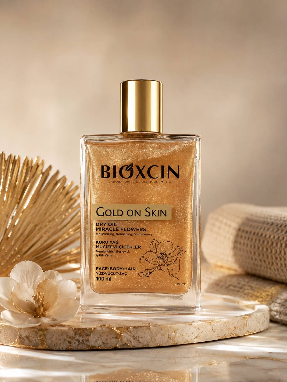 روغن خشک بایوکسین Gold on Skin مدل Miracle Flowers