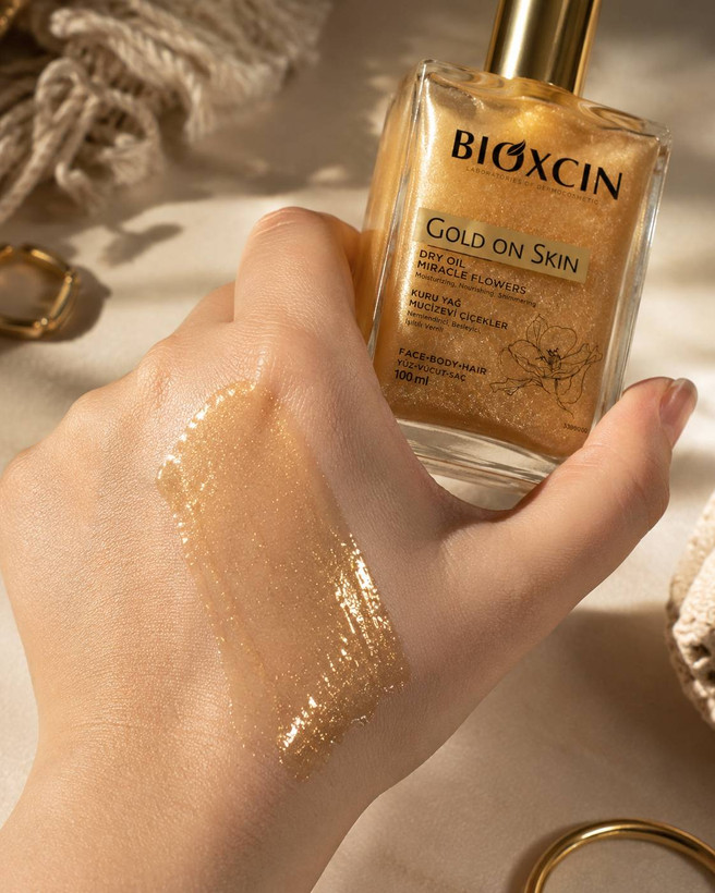 روغن خشک بایوکسین Gold on Skin مدل Miracle Flowers